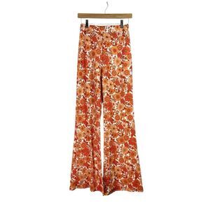 ASOS Design Retro Floral Flare Pants Orange 70’s Style Size 4 Hippie Festival